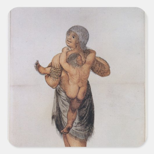 Indische Frau und Pomeioc-Baby Quadratischer Aufkleber (Vorderseite)