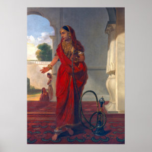 Indische Frauen rauchen Hookah Poster