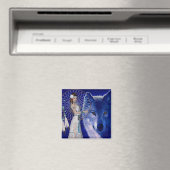 Indische Frauen und blaue Wolfsmuster Magnet (In Situ (Geschirrspüler))