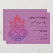 Indische Ganesh Lila Lilac Geburtstagseinladung Einladung (Vorne/Hinten)