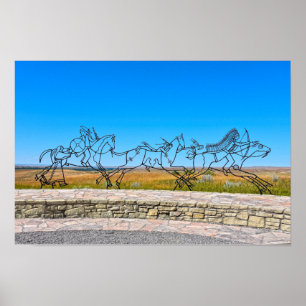 Indische Gedenkskulptur, Little Bighorn, Montana Poster