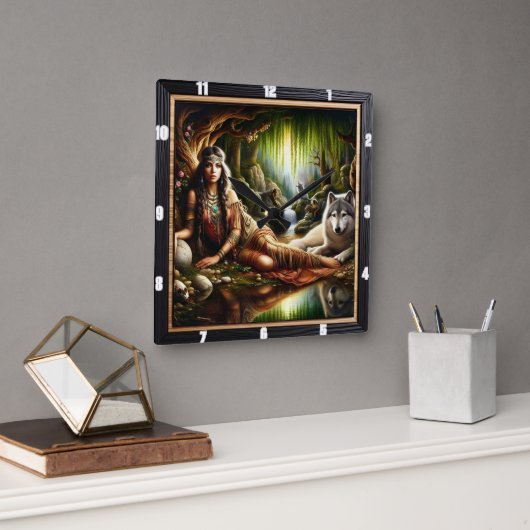 Indische Geistzeit: Feuer im Feuer Quadratische Wanduhr (Büro)