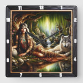 Indische Geistzeit: Feuer im Feuer Quadratische Wanduhr (Vorderseite)