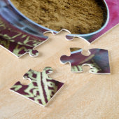 Indische Gewürztöpfe auf Rosa und Gold Sari Puzzle (Seite)