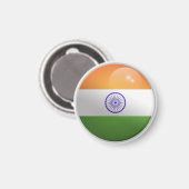 Indische Glossy Circle Flag Magnet (Vorderseite/Rückseite)