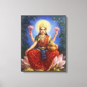Indische Göttin Ma Lakshmi - Wrapped Canvas Leinwanddruck
