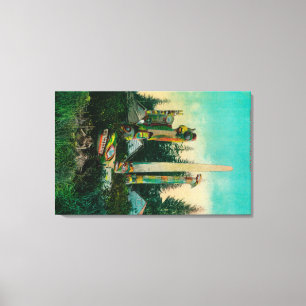 Indische Gräber und Totems in Alaska StateState Leinwanddruck