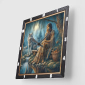 Indische Harmonie: Feuerstein Quadratische Wanduhr (Winkel)