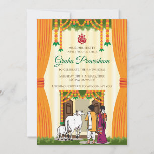 Indische Haushaltswärmung lädt Digital Gruhapraves Einladung