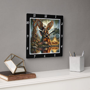 Indische Heiligtümer: Das Flüstern des Adlerhorns Quadratische Wanduhr