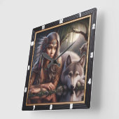 Indische Heiligtümer: Die Wolfserwachung Quadratische Wanduhr (Winkel)