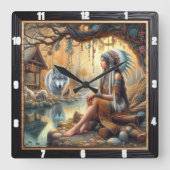 Indische Heiligtümer: Geist des Wildholzes Quadratische Wanduhr (Vorderseite)