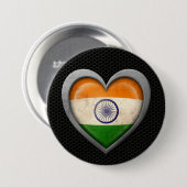Indische Herz-Flaggen-Stahlmaschen-Effekt Button (Vorne & Hinten)