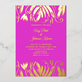 Indische Hindu Gezeichnet Wirbel Blumenzehen gepre Folieneinladung