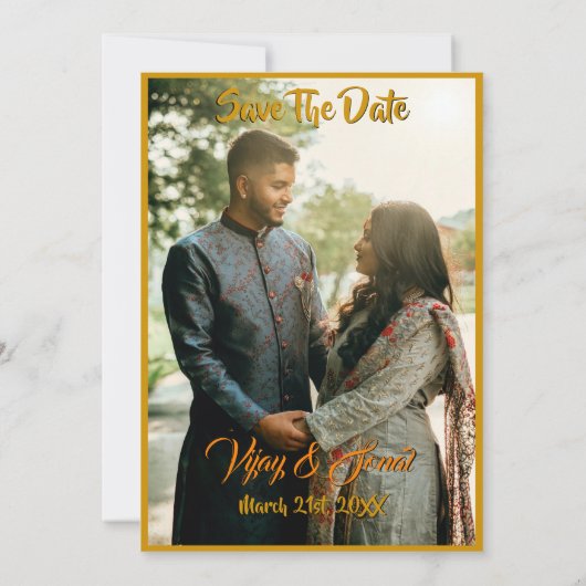 Indische Hindu Hochzeit Goldene Elemente - individ Einladung (Rückseite)