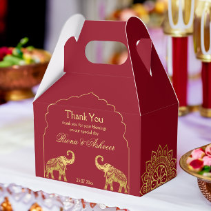 Indische Hindu-Hochzeit marone goldene Mandala-Ele Geschenkschachtel