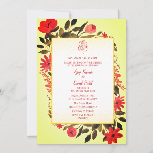 Indische Hindu Hochzeitseinladung mit individuelle Einladung (Vorderseite)