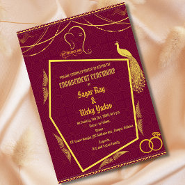 Indische Hindu Verlobung Zeremonie Goldene Element Einladung