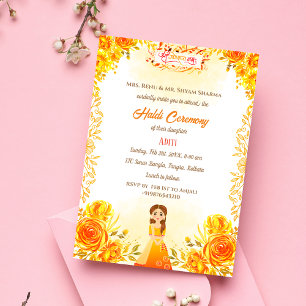Indische hinduistische Braut Haldi-Zeremonie Ganes Einladung