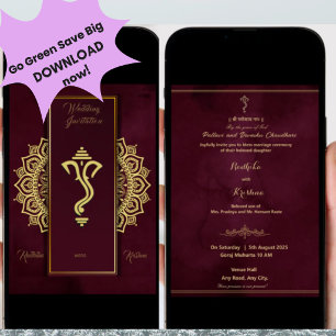Indische hinduistische Hochzeit Ganesha Einladung