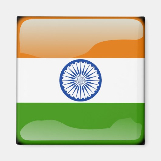 Indische Hochglanzflagge Magnet (Vorne)