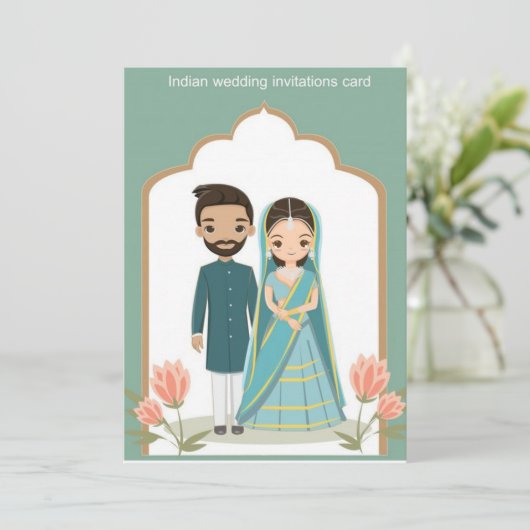 indische Hochzeit Einladung (Stehend Vorderseite)