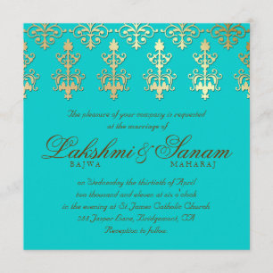 Indische Hochzeit Einladung Damask Gold Herbst Aqu