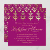 Indische Hochzeit Einladung Damask Gold Herbst Wei (Vorne/Hinten)