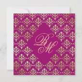 Indische Hochzeit Einladung Damask Gold Herbst Wei (Rückseite)