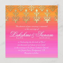 Indische Hochzeit Einladung Damask Gold Rosa Orang