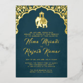 Indische Hochzeit Einladung Red Gold Ganesha (Vorderseite)