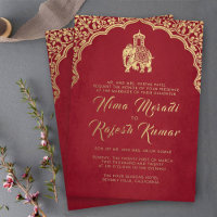 Indische Hochzeit Einladung Red Gold Ganesha