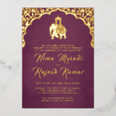 Indische Hochzeit Einladung Red Gold Ganesha (Vorderseite)