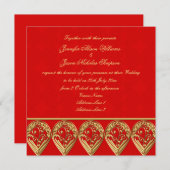 Indische Hochzeit Einladung Red & Gold Paisley (Vorne/Hinten)