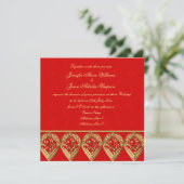 Indische Hochzeit Einladung Red & Gold Paisley (Stehend Vorderseite)