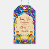 Indische Hochzeit Elefanten blau gelb danke Geschenkanhänger (Vorderseite)
