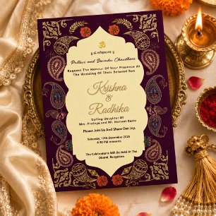 Indische Hochzeit ethnische Luxus Hindu-Einladung Einladung