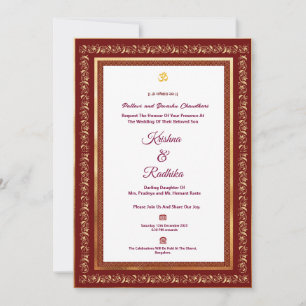 Indische Hochzeit ethnischer Luxus Hindu-Einladung Einladung