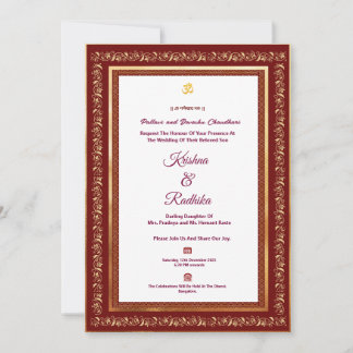 Indische Hochzeit ethnischer Luxus Hindu-Einladung Einladung
