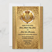 Indische Hochzeit Gold schwarze Elefanten Damaske Einladung (Vorderseite)