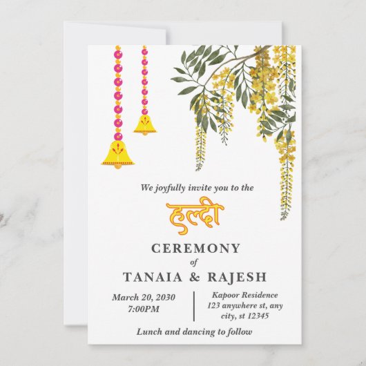 Indische Hochzeit im zeitgenössischen Stil Einladung (Vorderseite)