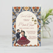 Indische Hochzeit in Mehndi und Sangeet Einladung (Stehend Vorderseite)