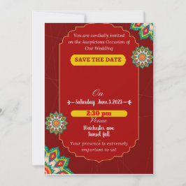 Indische Hochzeit in Rot, Save the Date Einladung