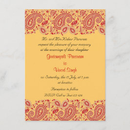 Indische Hochzeit in Rot und Gold Einladung