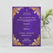 Indische Hochzeit Königlich Blau-Hinterer Einladun Einladung (Stehend Vorderseite)