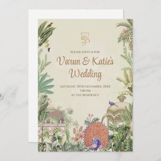 Indische Hochzeit lädt zur Hindu-Hochzeit ein Einladung (Vorne/Hinten)