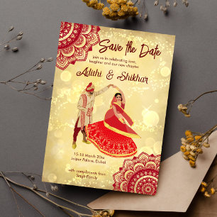 Indische Hochzeit Merken Sie das Datum bordeauxrot Einladung