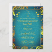 Indische Hochzeit mit Ganesha Symbol Aquamarin Einladung (Vorderseite)