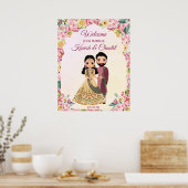 Indische Hochzeit mit indischem Paar in Rosa Poster (Küche)