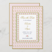Indische Hochzeit mit rosa Ethnic Floral Frame Einladung (Vorne/Hinten)